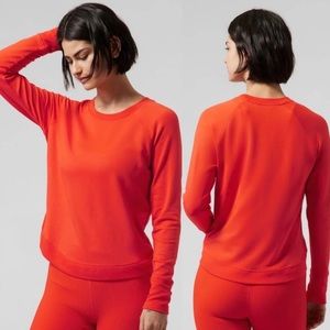 Athleta XLarge Flame Orange Mindset Sweatshirt Modal Stretch Tulip Hem
